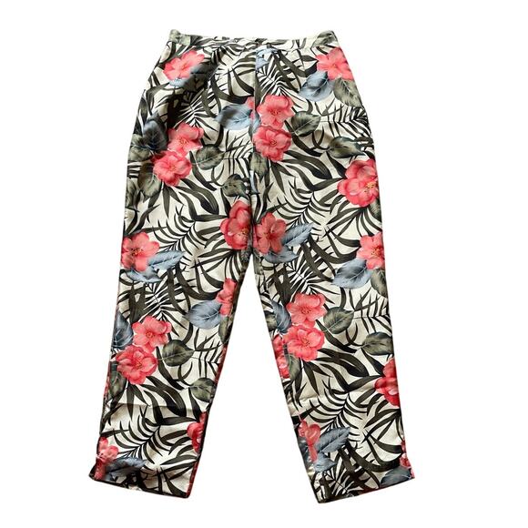 SilkLand Pants - Silkland Womens/Teens Silk Pants Size 6 Tropical Floral print Crop/Ankle pants